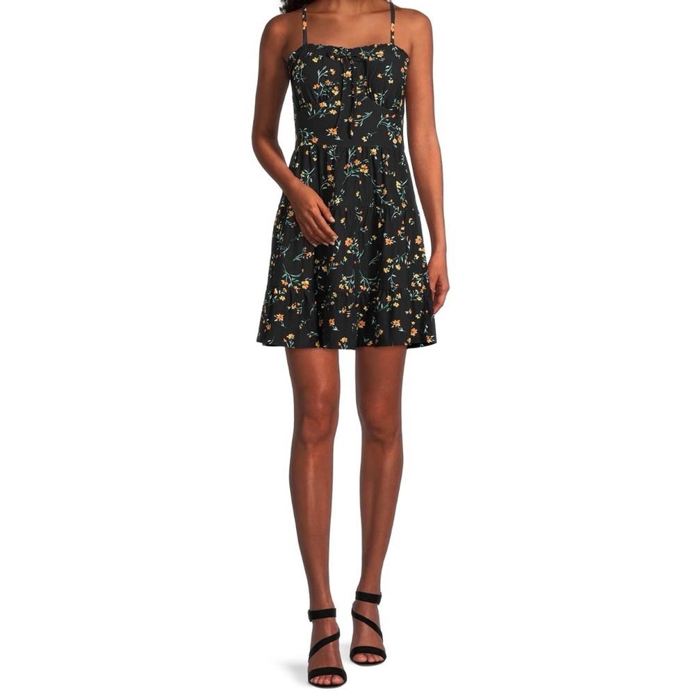 No Boundaries Black Floral Mini Dress